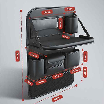 Grey Car Seat Back Organizer with Foldable Tray Leather Backseat Storage Bag Multi-Pocket Vehicle – design and finish