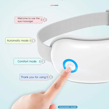 White Air Compression Eye Massager, Heated Eye Massager with Vibration & Bluetooth Music, Portable Eye Care Device