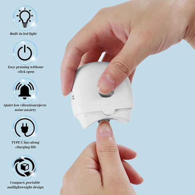 White Automatic Electric Nail Trimmer with LED Light