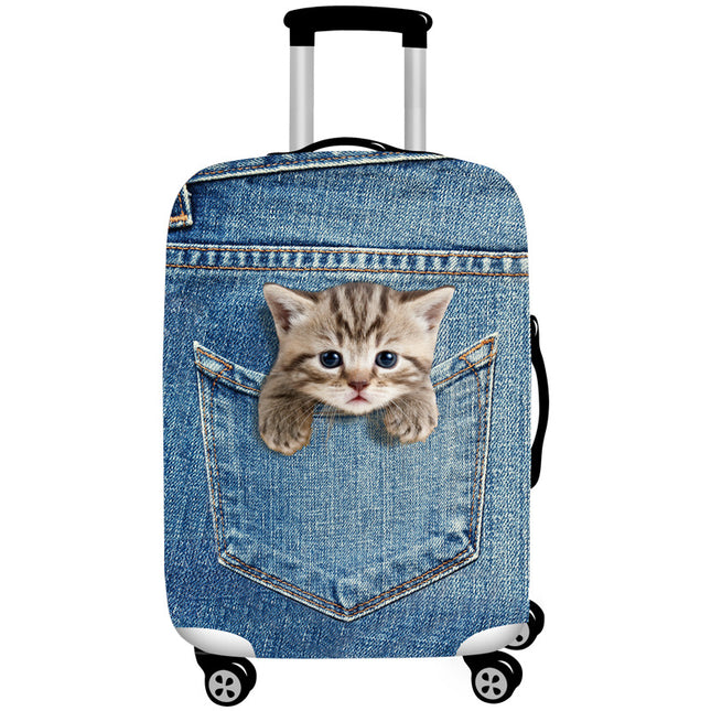 L 25-28 Inch Elastic Luggage Cover with Zipper Travel Suitcase Protector Scratch Resistant Luggage Cover