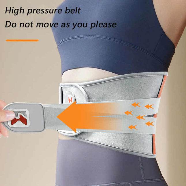 Grey And Orange Wireless Heated Waist Massager with Lumbar Support Smart Back Pain Relief Device – product detail