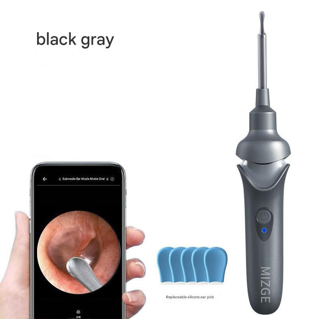 Black Rechargeable Visual Electric Ear Cleaner with LED Light