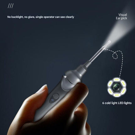 Black Rechargeable Visual Electric Ear Cleaner with LED Light - Safe and Effective Ear Wax Removal Tool for Adults and Children