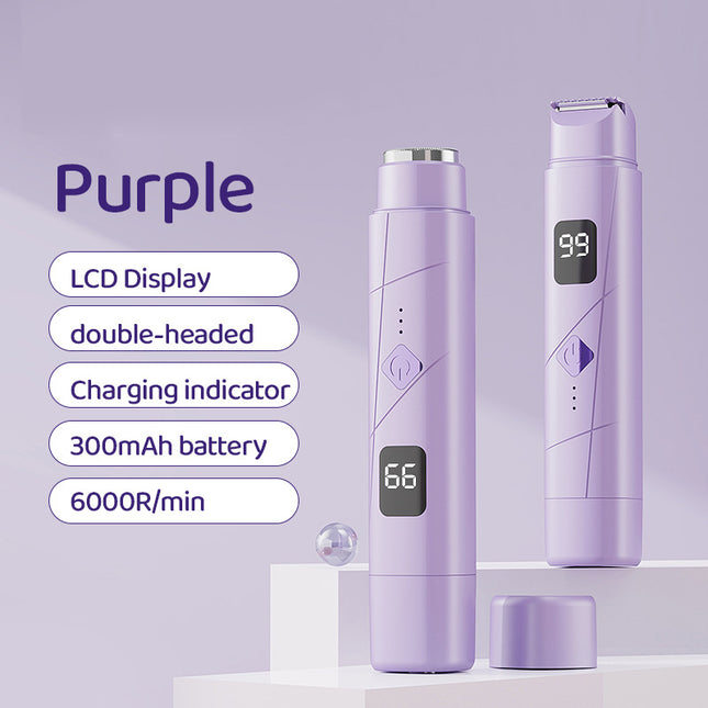 Purple Portable Wireless Electric Hair Remover Dual-Head Rechargeable Mini Shaver for Women s Sensitive
