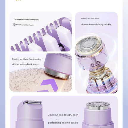 Pink Portable Wireless Electric Hair Remover – Dual-Head Rechargeable Mini Shaver for Women’s Sensitive Areas