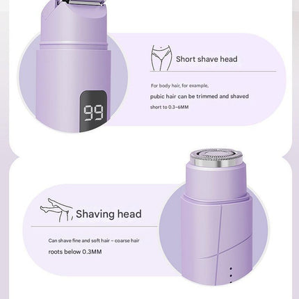 Light Yellow Portable Wireless Electric Hair Remover – Dual-Head Rechargeable Mini Shaver for Women’s Sensitive Areas