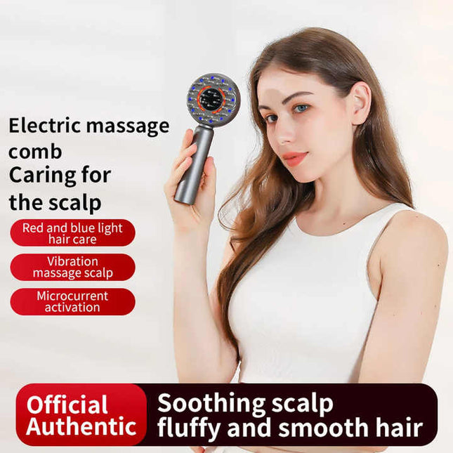 Grey Intelligent Scalp Massager Brush with Red Light Therapy
