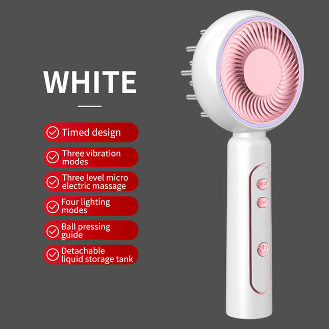 White Intelligent Scalp Massager Brush with Red Light Therapy