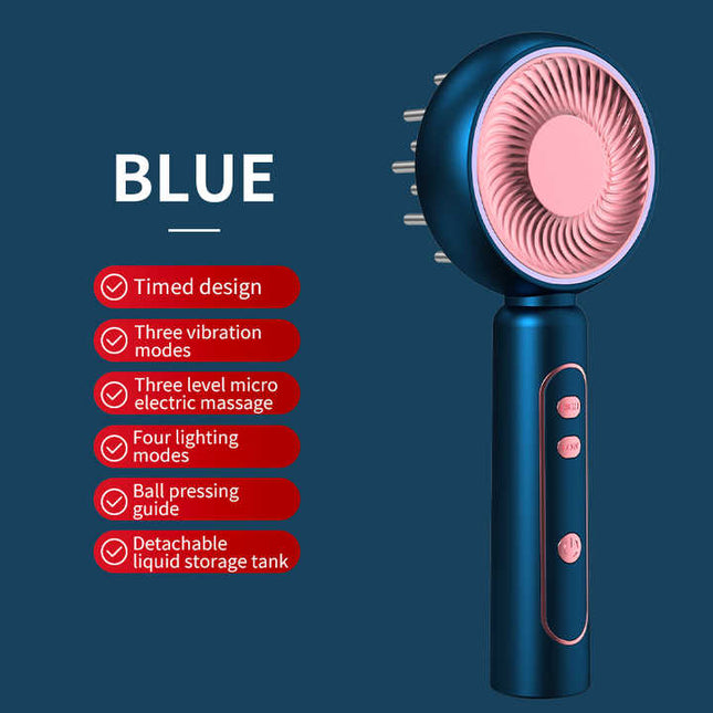 Blue Intelligent Scalp Massager Brush with Red Light Therapy