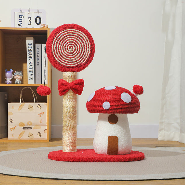 Red Durable Mushroom Cat Scratching Post