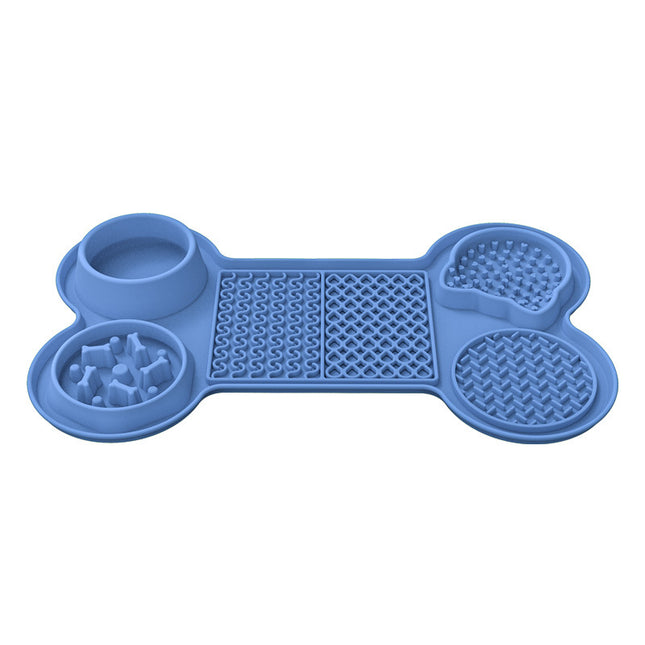 Blue Silicone Pet Licking Mat Slow Feeder Pad with Strong Suction