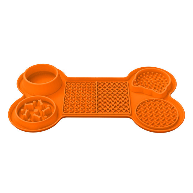 Orange Silicone Pet Licking Mat Slow Feeder Pad with Strong Suction