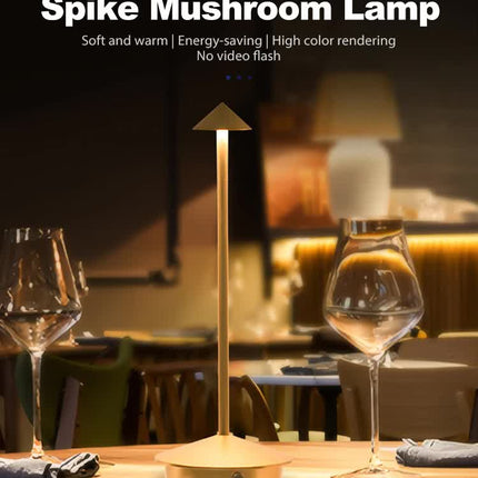Silver Modern Minimalist Aluminum LED Mushroom Night Light - Creative Bedside Atmosphere Lamp for Dining Room and Bedroom