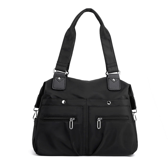 Black Stylish Nylon Large Capacity Tote Bag for Work and Commute