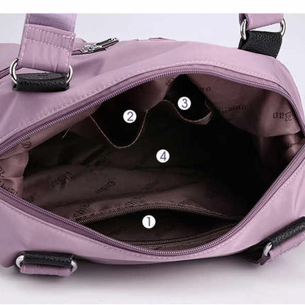 Black Stylish Nylon Large Capacity Tote Bag for Work and Commute | Multi-Pocket Shoulder Bag | Fashionable Canvas Bag