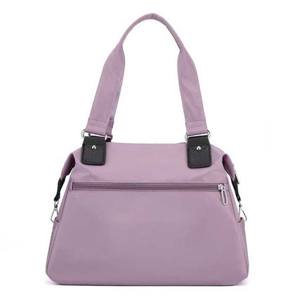 Purple Stylish Nylon Large Capacity Tote Bag for Work and Commute | Multi-Pocket Shoulder Bag | Fashionable Canvas Bag