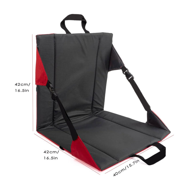 Black and Red Portable Outdoor Camping Seat Pad with Backrest