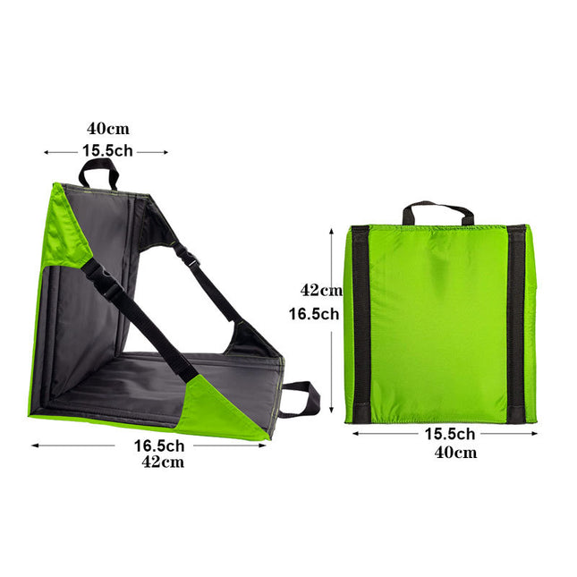Green And Black Portable Outdoor Camping Seat Pad with Backrest Foldable & Waterproof Concert Cushion 600D – product detail