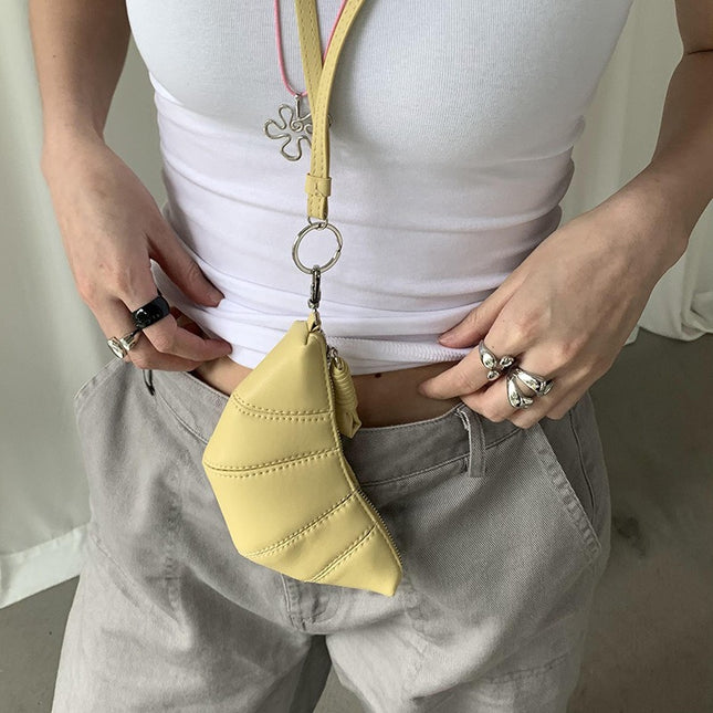 Yellow Crossbody Cute Mini Croissant Coin Purse Design Shoulder Bag