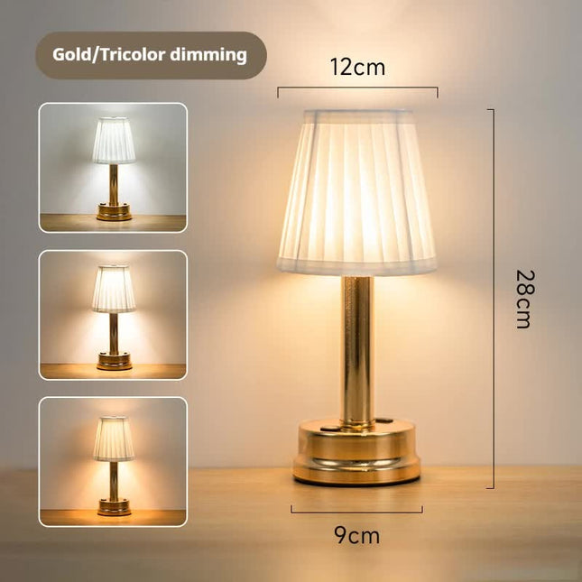 Gold Creative LED Rechargeable Table Lamp 3 Adjustable Light Modes Touch Control USB Charging