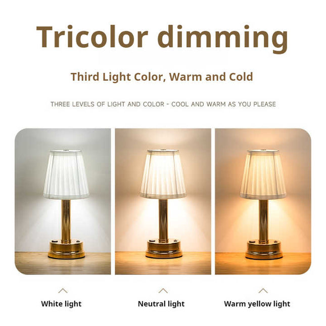 Gold Creative LED Rechargeable Table Lamp 3 Adjustable Light Modes Touch Control USB Charging – product detail