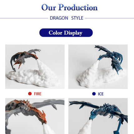 Blue Ice Dragon 3D Printed LED Dragon Flame Night Light - Unique Decorative Lamp for Desk, Bedroom & Gift Ideas
