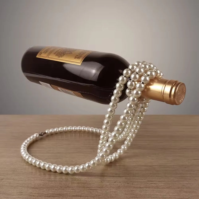 White Modern Floating Pearl Wine Bottle Holder