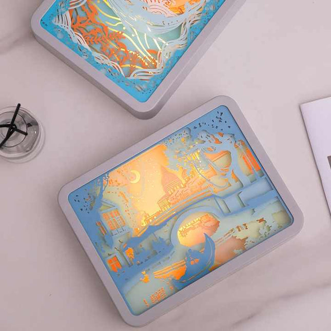 Listening To Fish Style 3D Paper Carving Night – product detail