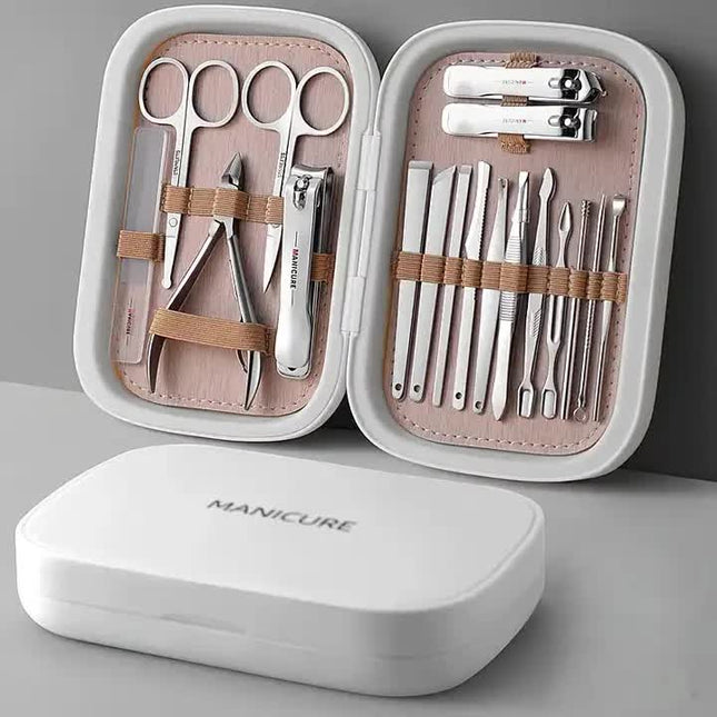 White 18-Piece Manicure and Pedicure Set