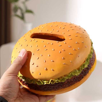 Square Creative Burger Tissue Box - Fun American-Style Cartoon Paper Towel Holder for Home Décor and Gifts
