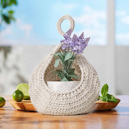 Red 3-Piece Wall-Mounted Cotton Rope Storage Baskets – Large, Medium, and Small Hand-Woven Fruit/Vegetable/Storage Nets (Large weight 300g, Medium weight 230g, Small weight 200g)