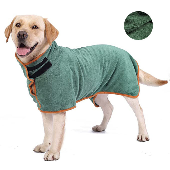 S Green Pet Dog Quick-Dry Bathrobe Absorbent Towel Robe for Medium and Large Dogs V888-ELOSUNG13642