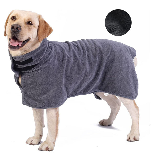 L Grey Pet Dog Quick-Dry Bathrobe
