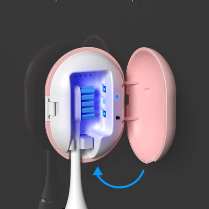 2 Pcs Pink Portable Mini Toothbrush Sanitizer - Compact Travel UV-C Sterilizer for Home and Travel Use