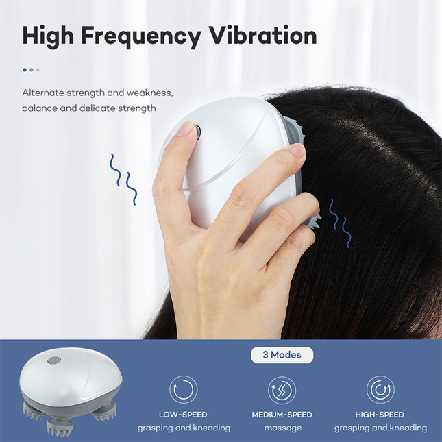 Silver Mini Electric Head Massager - Portable 3D Massage Device