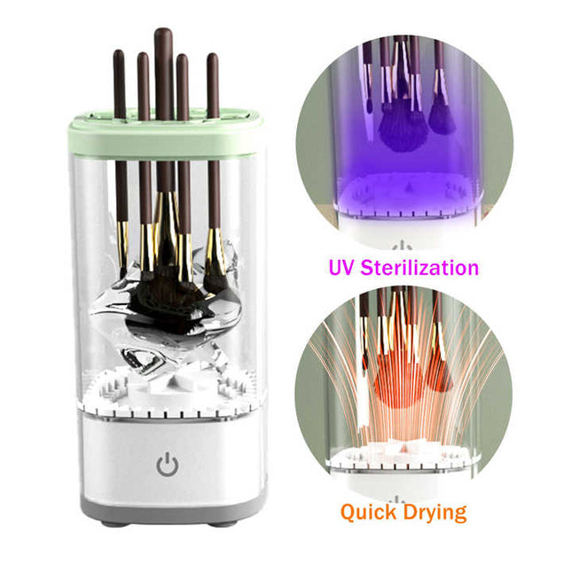 White Electric Makeup Brush Cleaner and Dryer USB Automatic Household Cleaning Device with UV Sterilization