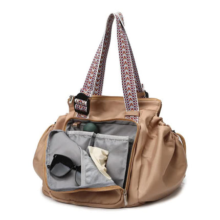 Beige Convertible Multifunctional Baby Cradle Travel Bag – Women’s Backpack, Shoulder Bag, Mummy Bag with Expandable Storage