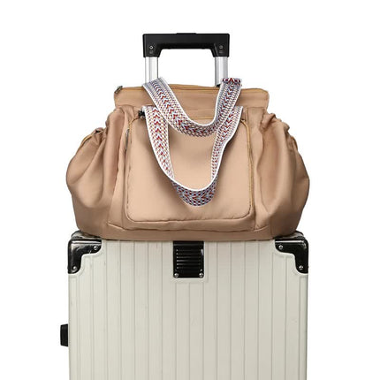 Beige Convertible Multifunctional Baby Cradle Travel Bag – Women’s Backpack, Shoulder Bag, Mummy Bag with Expandable Storage