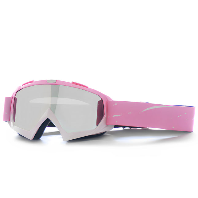 Progressive Pink + Silver Lenses Outdoor Protective Motorcycle Goggles