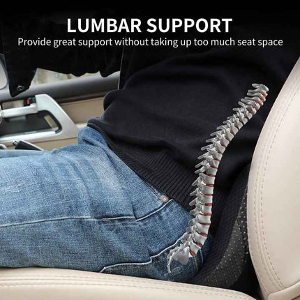 Grey Mini Car Seat Cushion - Memory Foam Height-Boost Cushion with Removable Mesh Cover - Driver Seat Pad for All Seasons