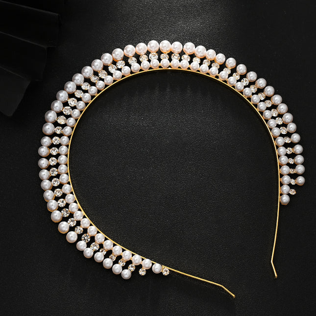 Gold Elegant Faux Pearl Bridal Headband