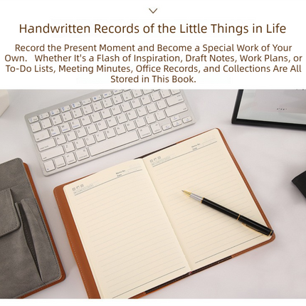Reddish Brown A5 Multi-Functional PU Leather Notebook with Pockets - Office Planner and Journal