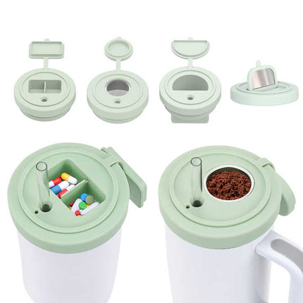 Green 40oz Silicone Replacement Coffee and Pill Mug Lid - BPA-Free, Leak-Proof, Dishwasher Safe