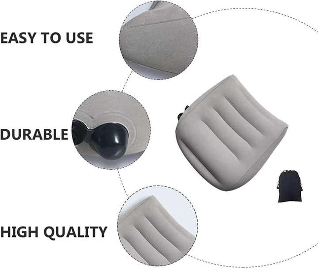 Grey Portable Press-to-Inflate Travel Lumbar Cushion Lightweight Supportive Backrest for Flights Trains – product detail