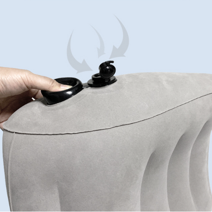 Grey Portable Press-to-Inflate Travel Lumbar Cushion – Lightweight, Supportive Backrest for Flights, Trains, and Office Use