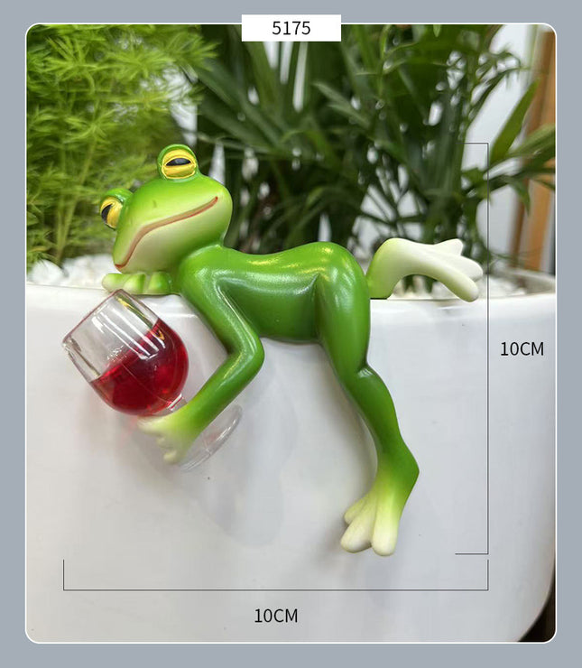 2 Pcs Green Realistic Lying Frog Pot Hanger – product detail
