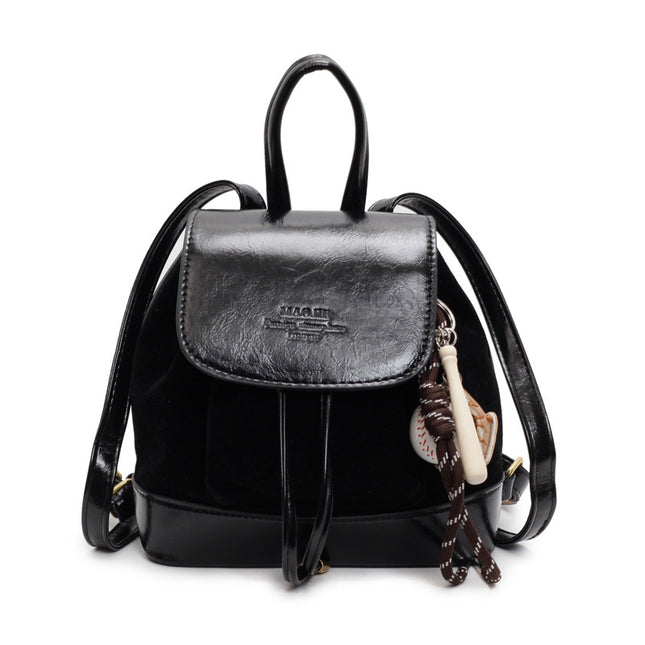 Black Vintage Suede Women's Mini Backpack