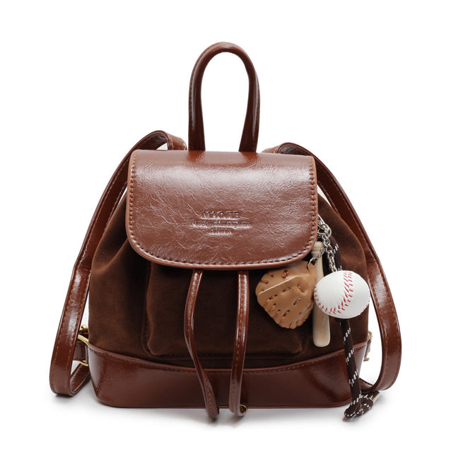Light Brown Vintage Suede Women's Mini Backpack