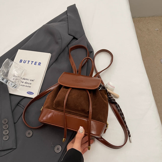 Light Brown Vintage Suede Women's Mini Backpack