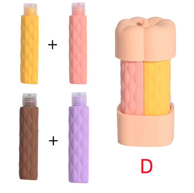 Pink Combination Travel Silicone Refillable Bottles Set (Proof)